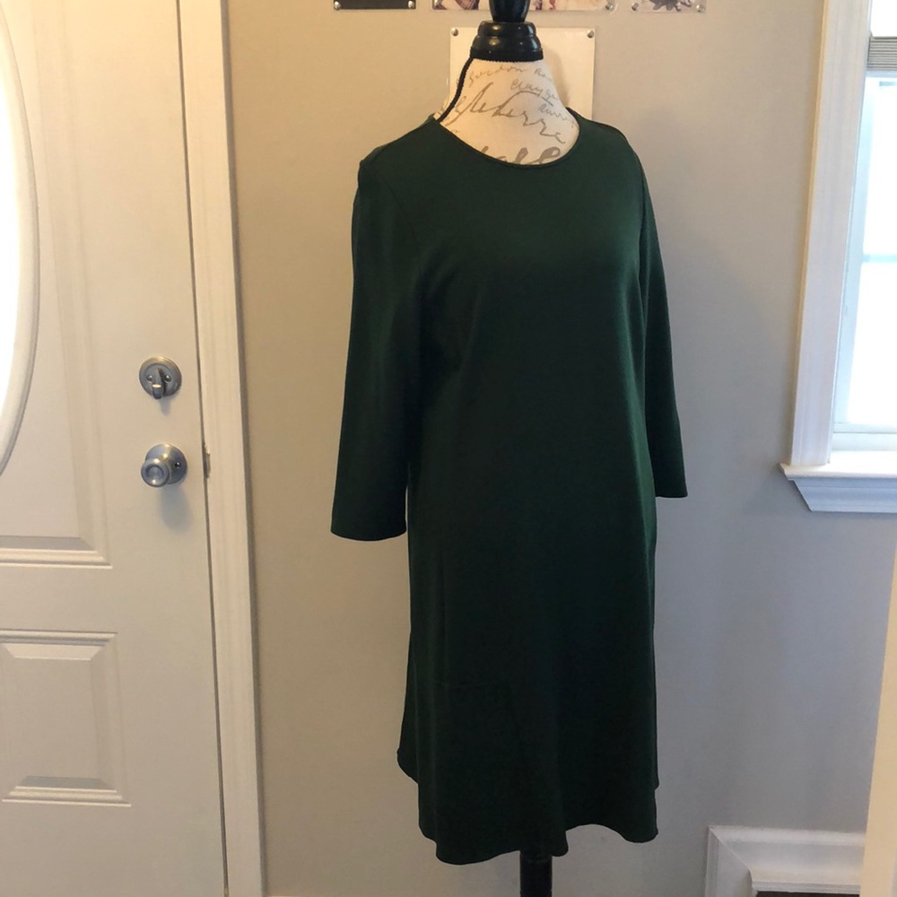 J Jill Green Ponte knit dress L